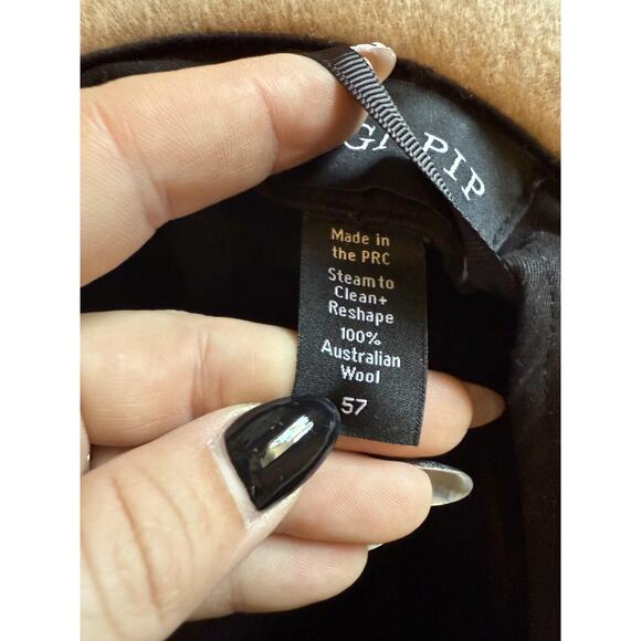 Gigi Pip Hat Fedora Fitted Womens 57 Beige Australian Wool Wide Brim Rancher - Picture 7 of 7